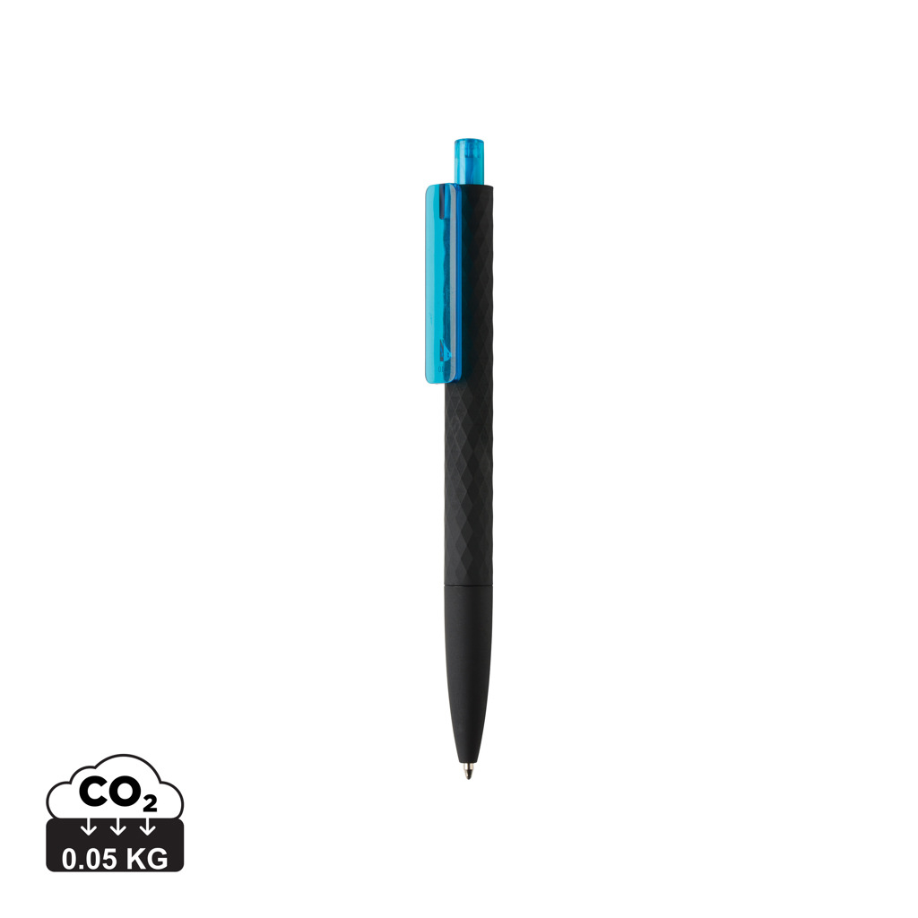 Stylo publicitaire finition losange texturé - X3 Bleu clair / noir